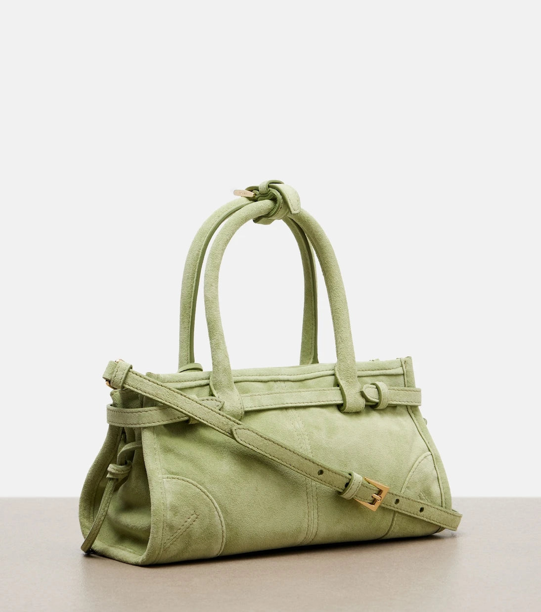 Prada - Prada Bonnie Mini suede top-handle bag
