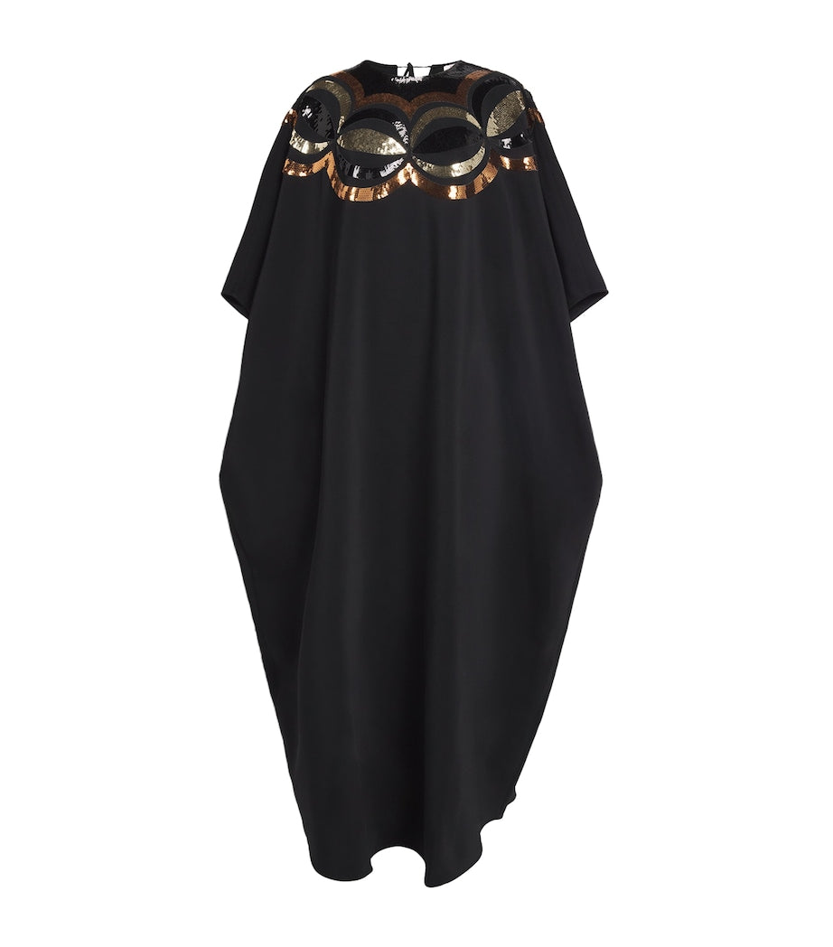 Crepe Sequin-Embellished Maxi Kaftan Dress