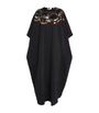 Black Crepe Sequin-Embellished Maxi Kaftan Dress
