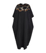 Black Crepe Sequin-Embellished Maxi Kaftan Dress