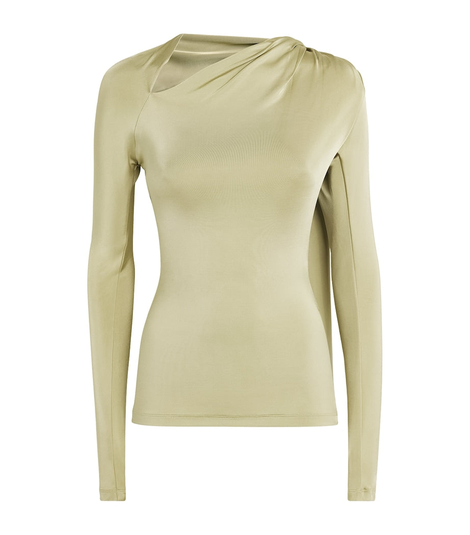 Victoria Beckham Green Slash-Detail Top