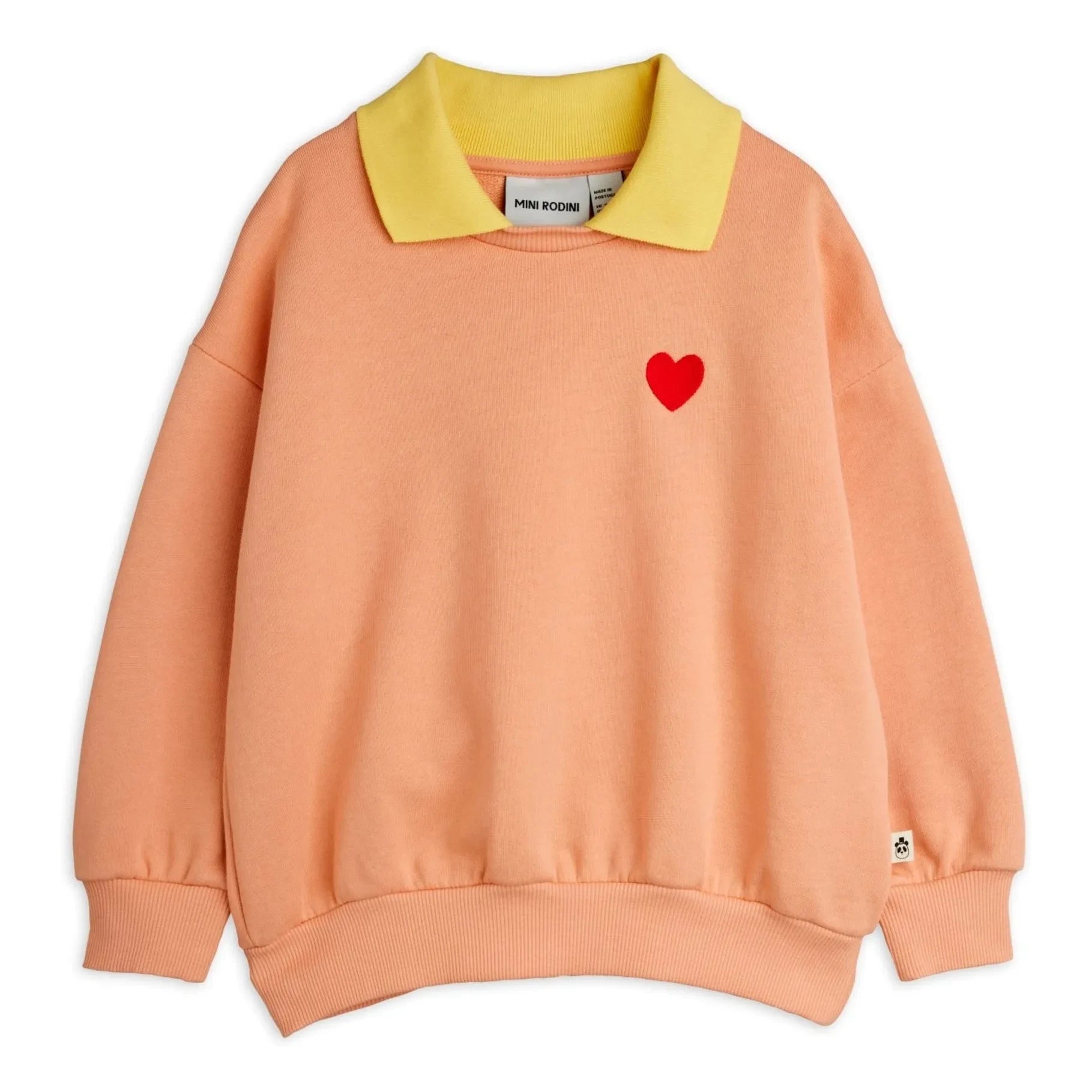 Mini Rodini - Organic cotton heart-neck sweatshirt | Pale Pink