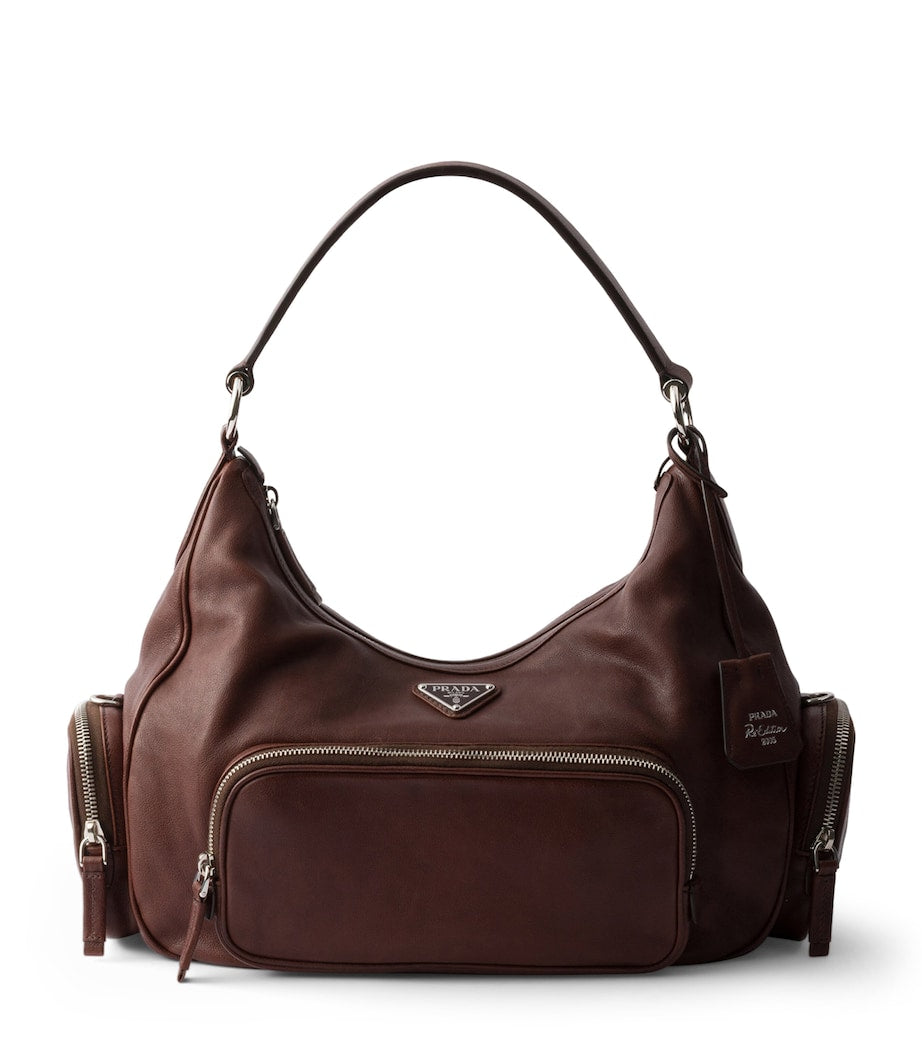 Prada Medium Washed Leather Shoulder Bag