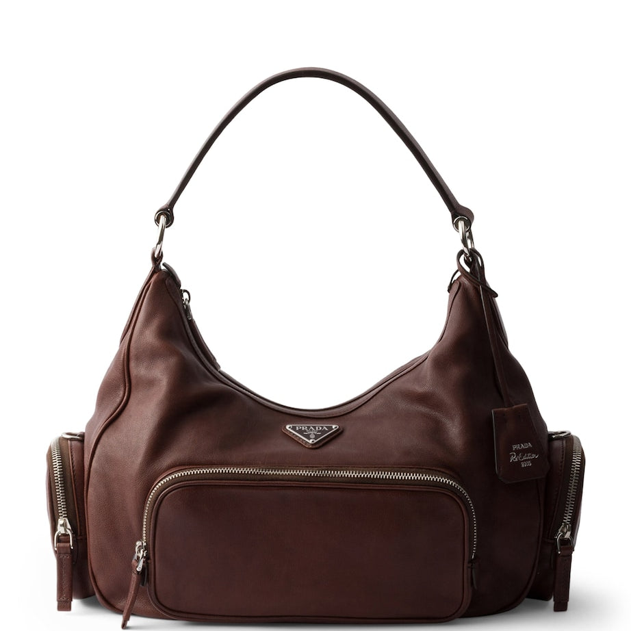 Prada Medium Washed Leather Shoulder Bag
