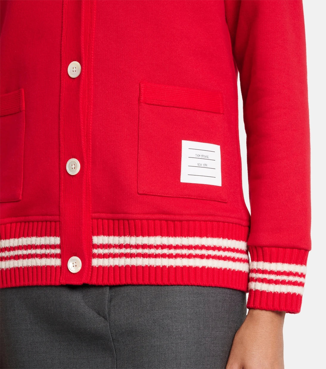 Thom Browne - 4-Bar bouclé-trimmed cotton cardigan
