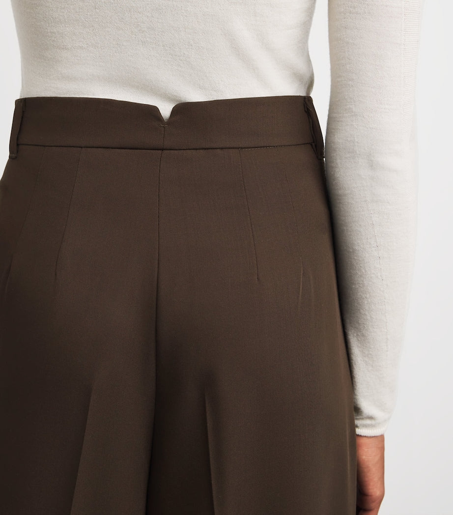 Wool Straight-Leg Trousers DARK BROWN