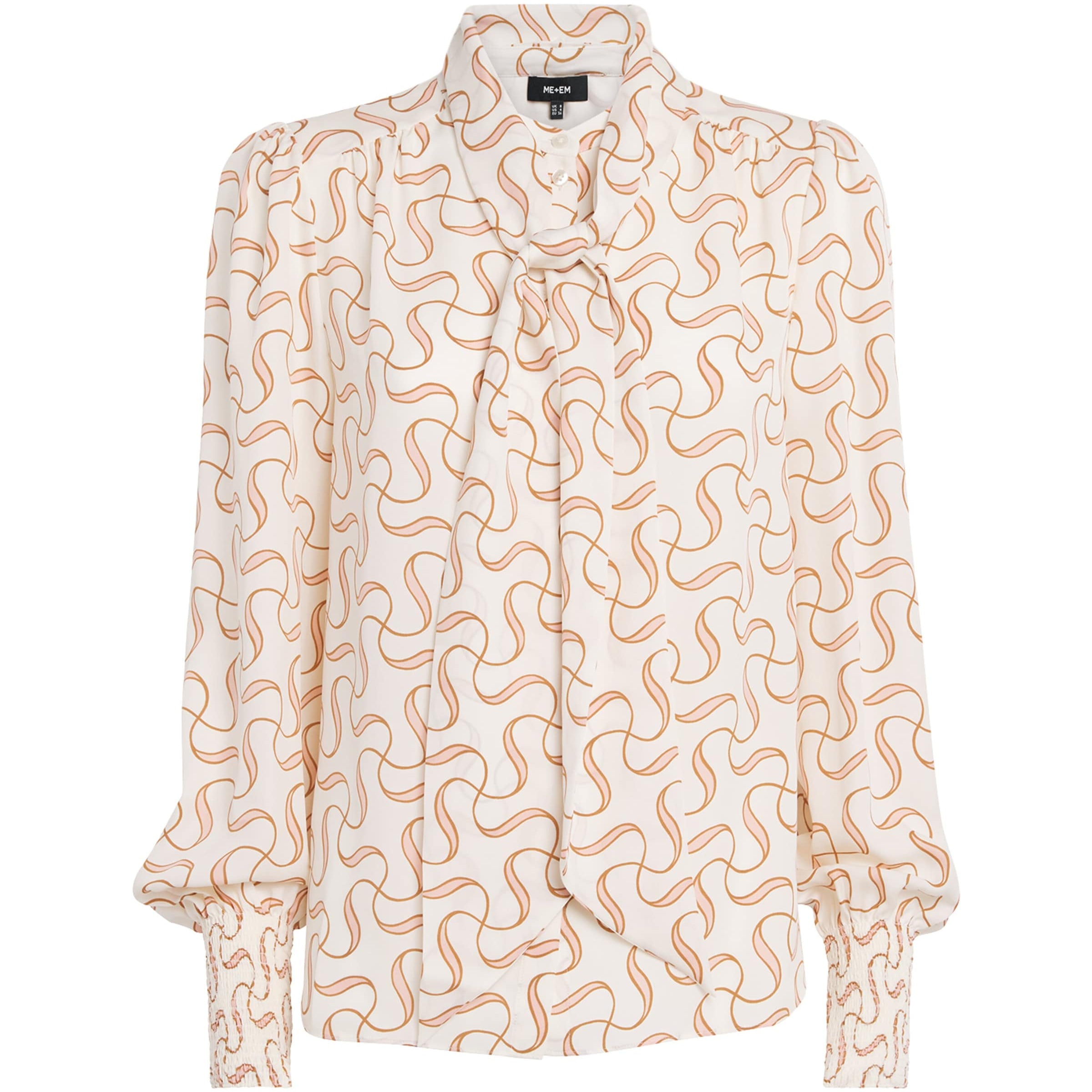 ME+EM Ivory Silk Patterned Blouse