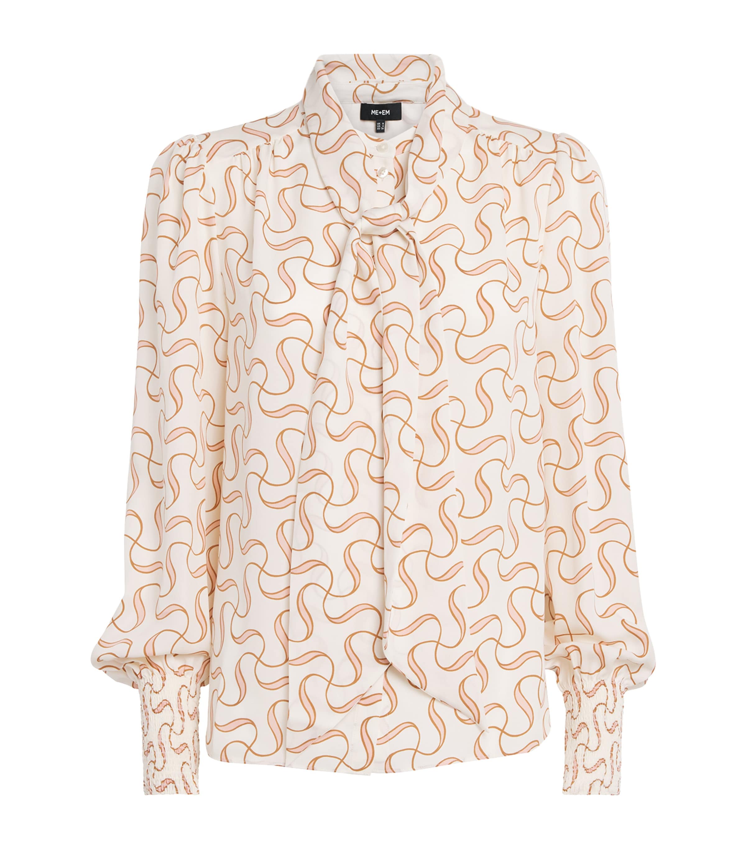 ME+EM Ivory Silk Patterned Blouse