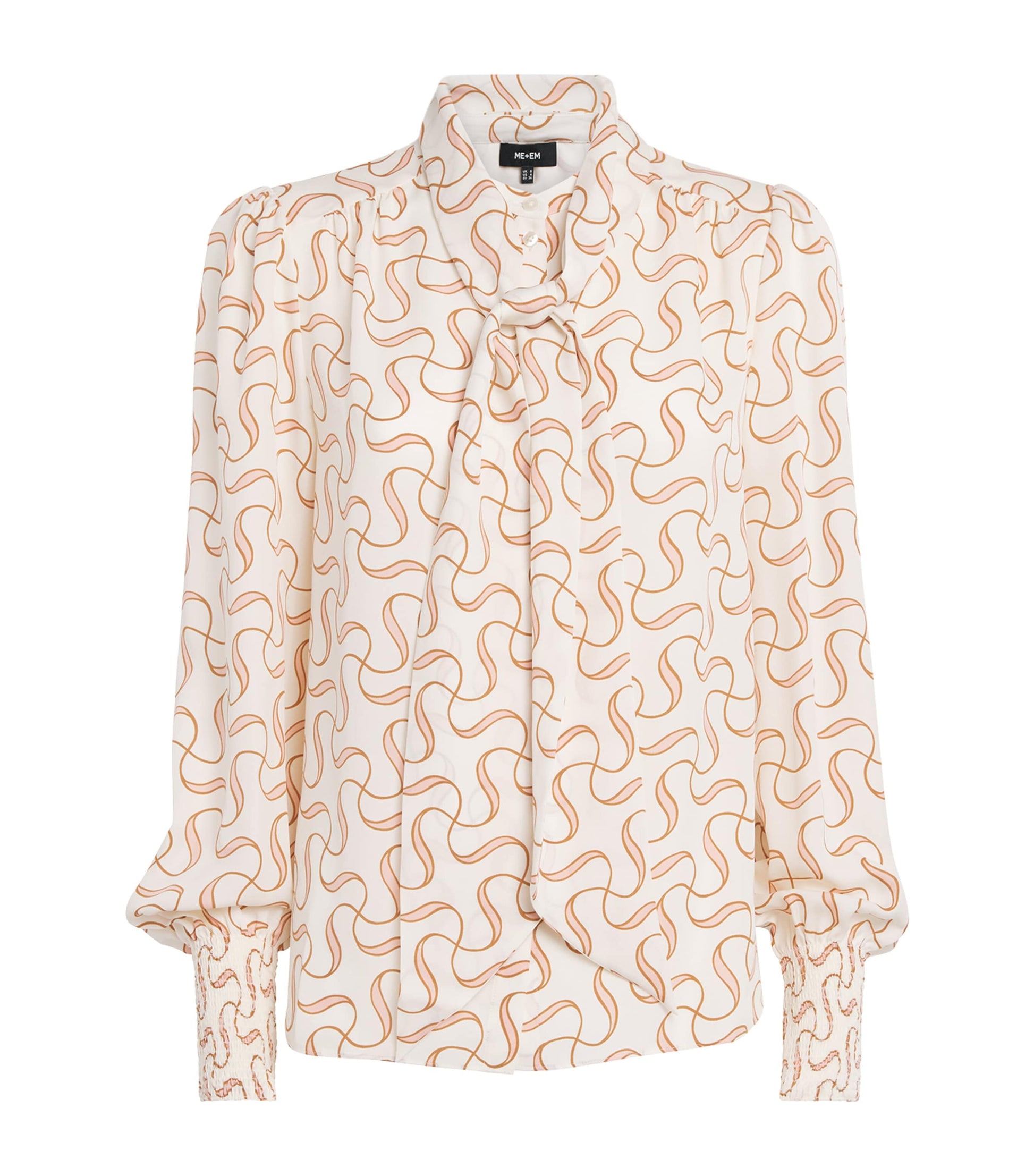 ME+EM Ivory Silk Patterned Blouse