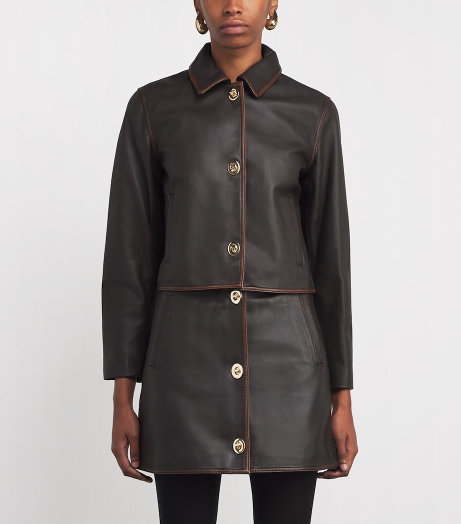 Claudie Pierlot White Leather Turn-Lock Jacket