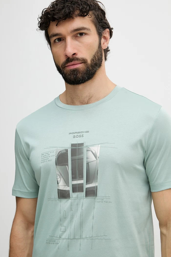 BOSS Green erkek pamuklu tişört BOSS X PORSCHE