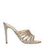 René Caovilla Gold Satin Strappy Heeled Mules 105