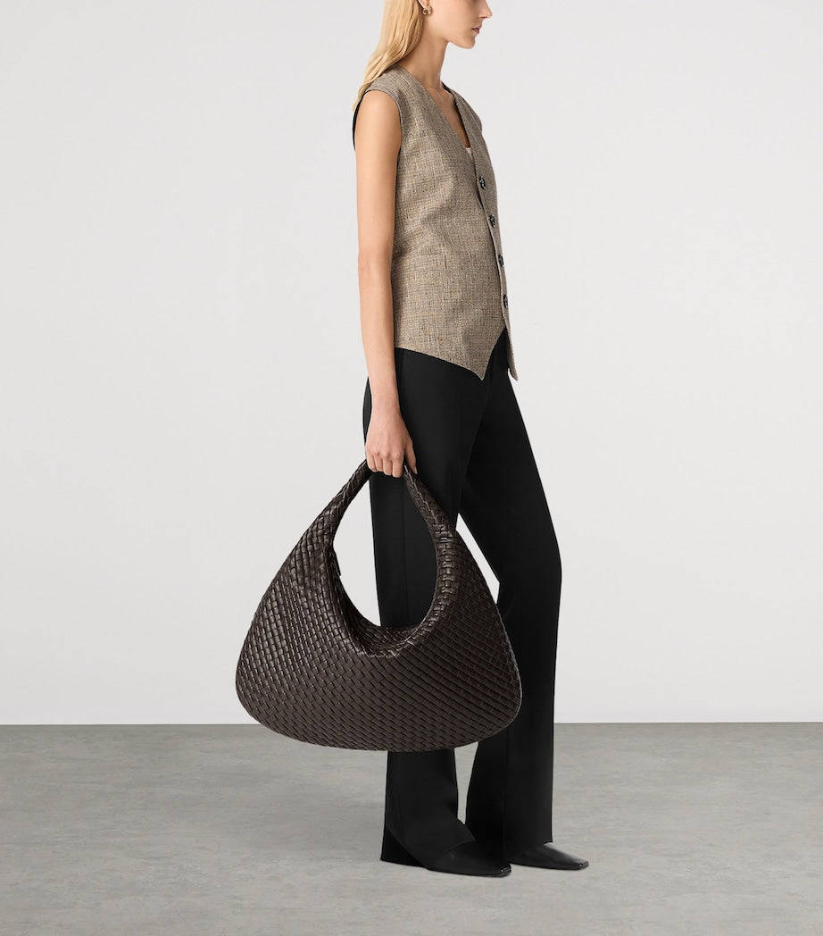 Intrecciato Leather Maxi Veneta Shoulder Bag