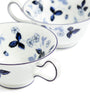 Set of 2 Wild Strawberry Inky Blue Teacups and Saucers