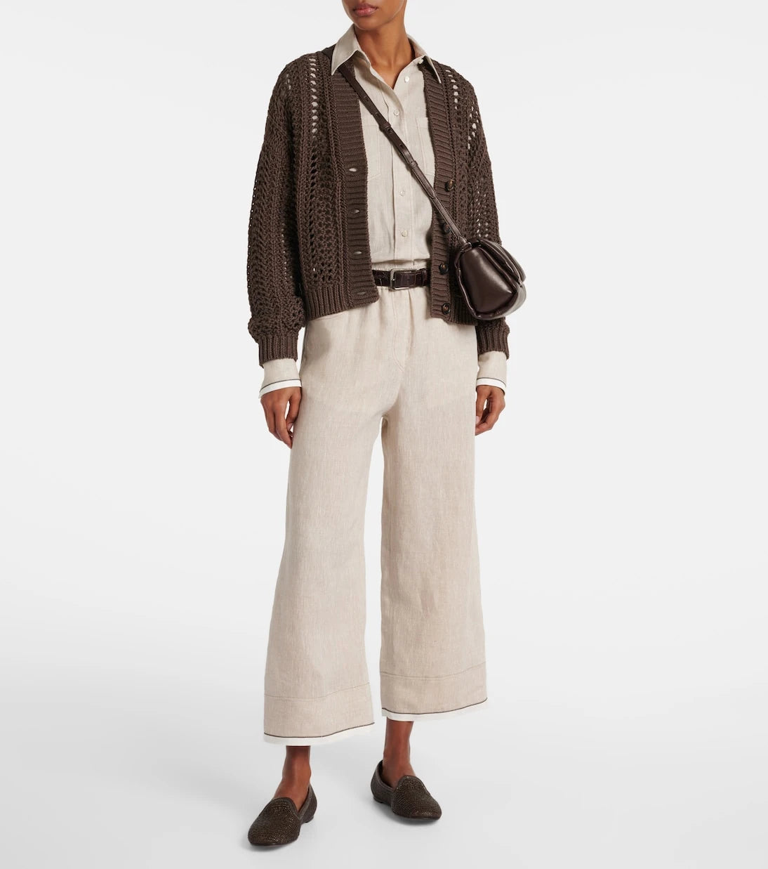 Brunello Cucinelli - Linen cropped wide-leg pants