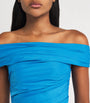 Blue Taffeta Off-The-Shoulder Gown