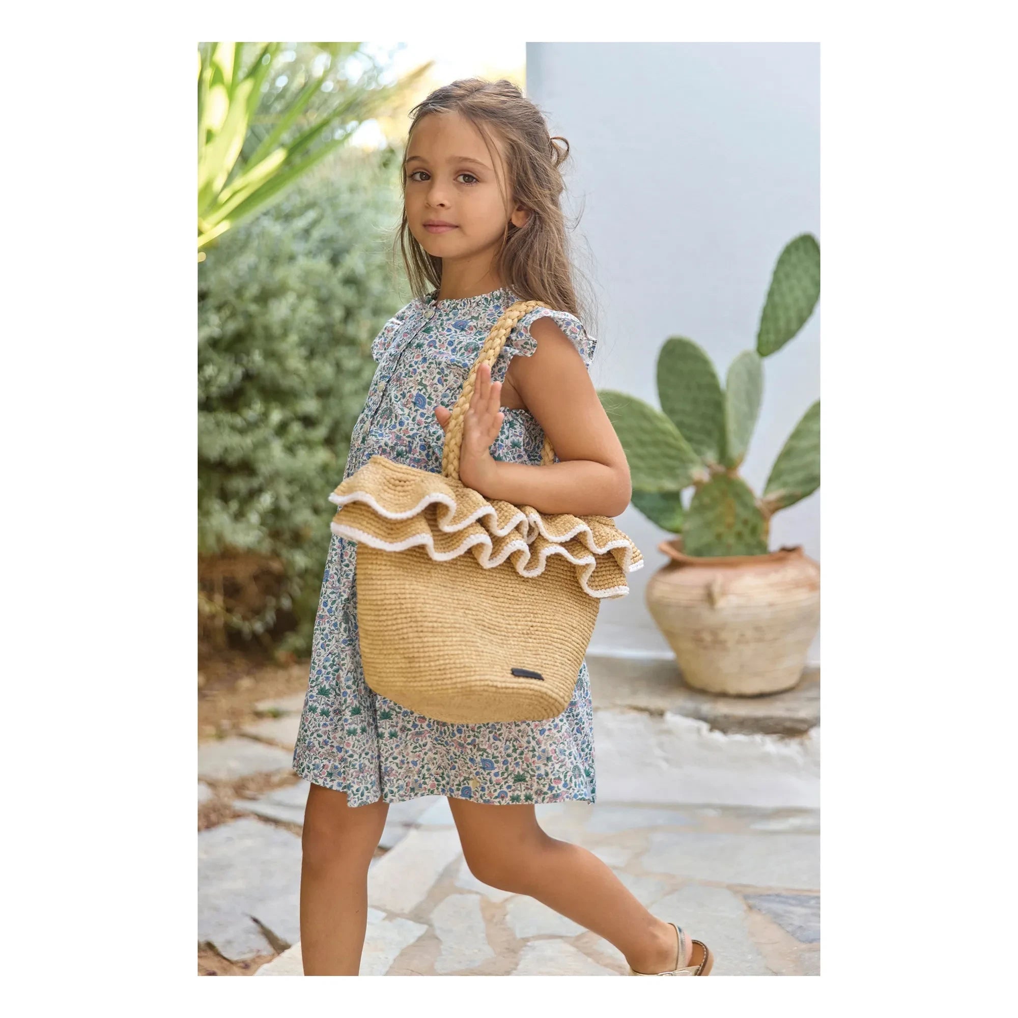 Tartine et Chocolat - Basket Raffia ruffles | Natural