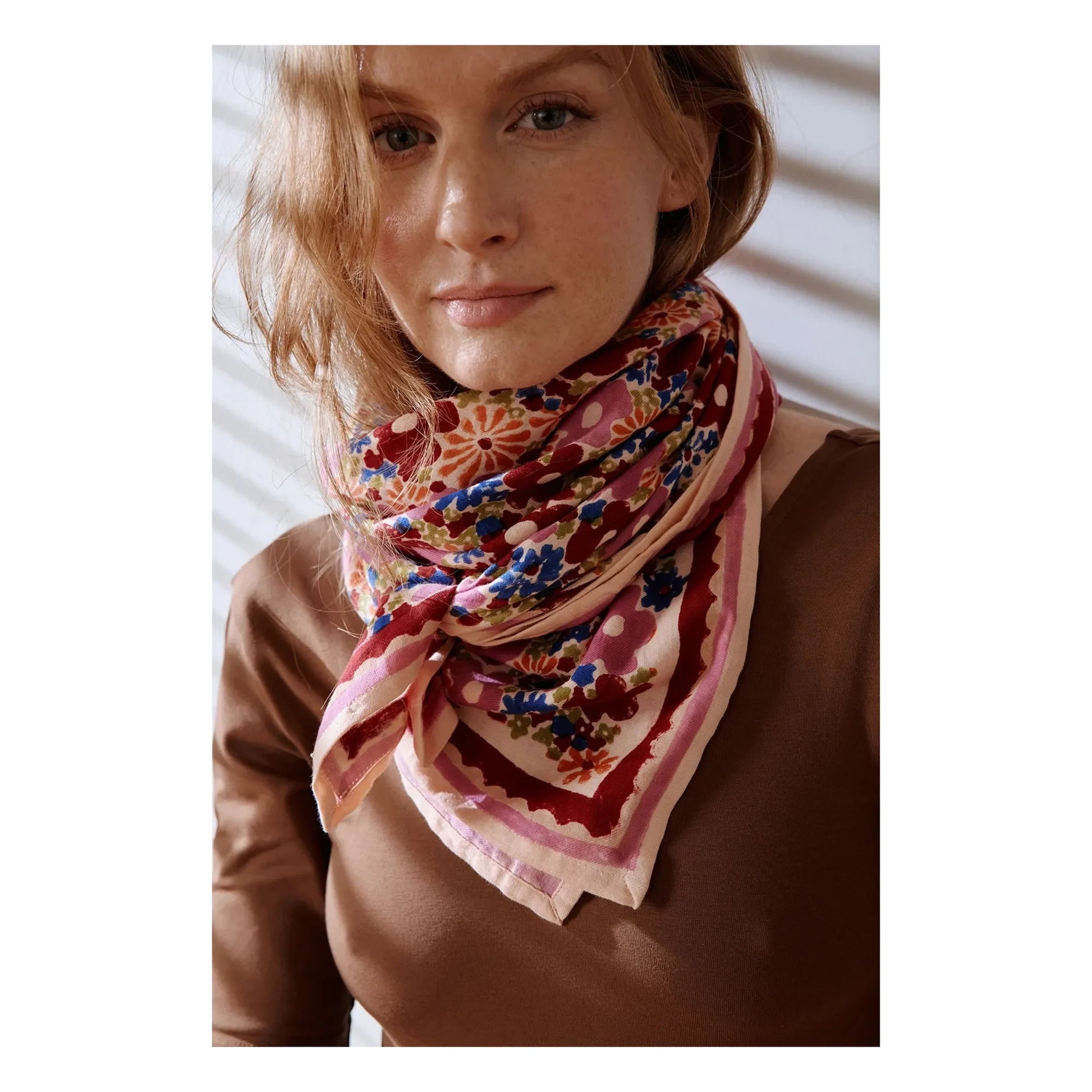 Apaches - Large Flowered Latika Scarf | Pink