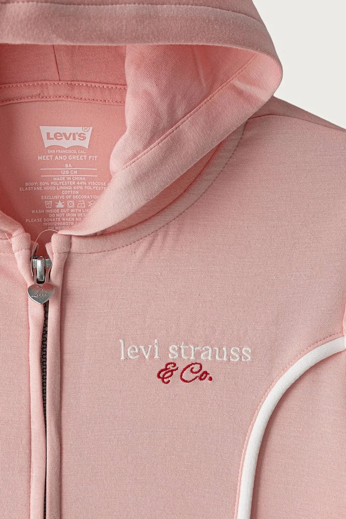 Çocuklar için fermuarlı ve kapüşonlu, viskonlu MEET AND GREET VARSITY HO