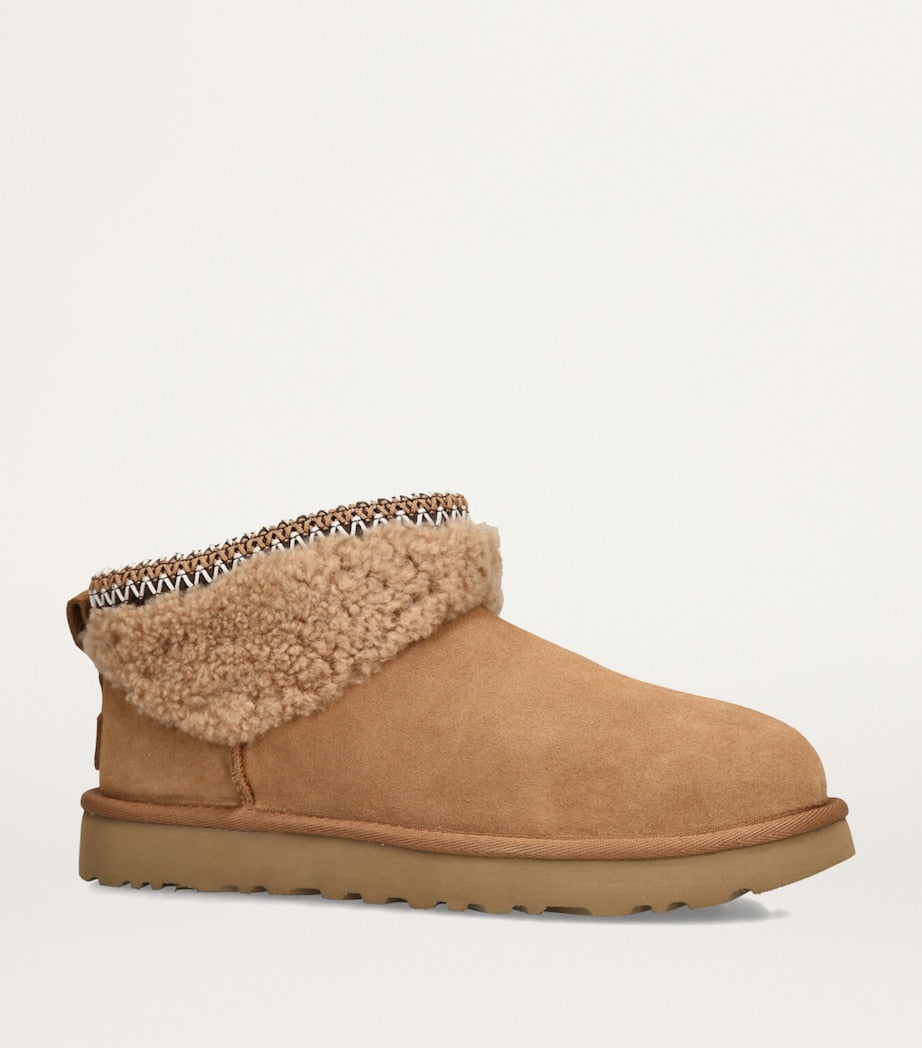 UGG Beige Suede Classic Ultra Mini Flatform Boots 30