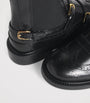 Black Leather Buckled Chelsea Boots