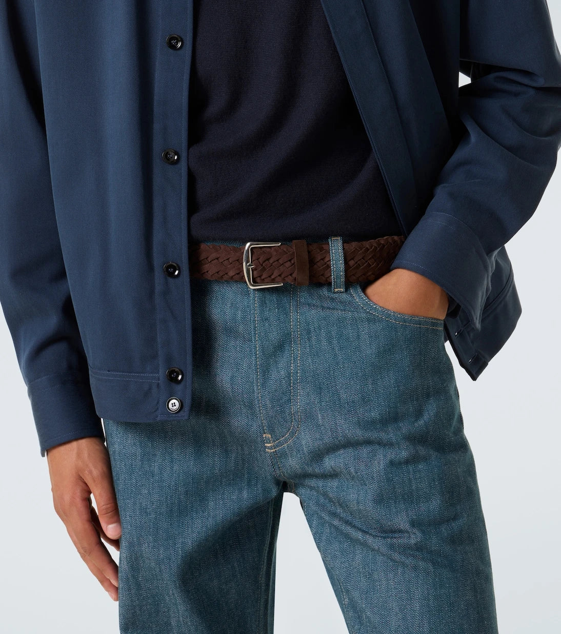 Loro Piana - حزام ألسافيل مجدول من جلد الشمواه