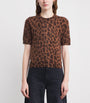 ME+EM Brown Merino Wool-Cashmere Leopard Print T-Shirt