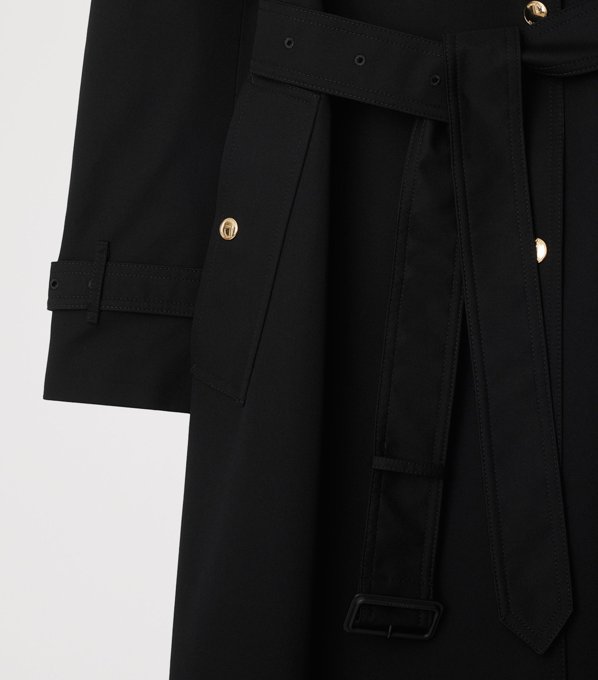 Burberry Black Long Check Gabardine Trench Coat