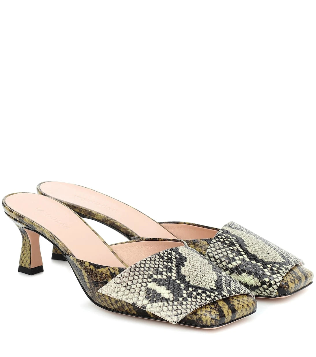 Wandler - Isa snake-effect leather mules