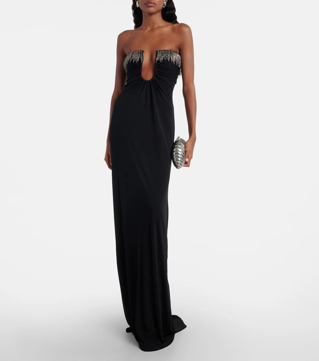 Christopher Esber - Arced Palm beaded jersey maxi dress