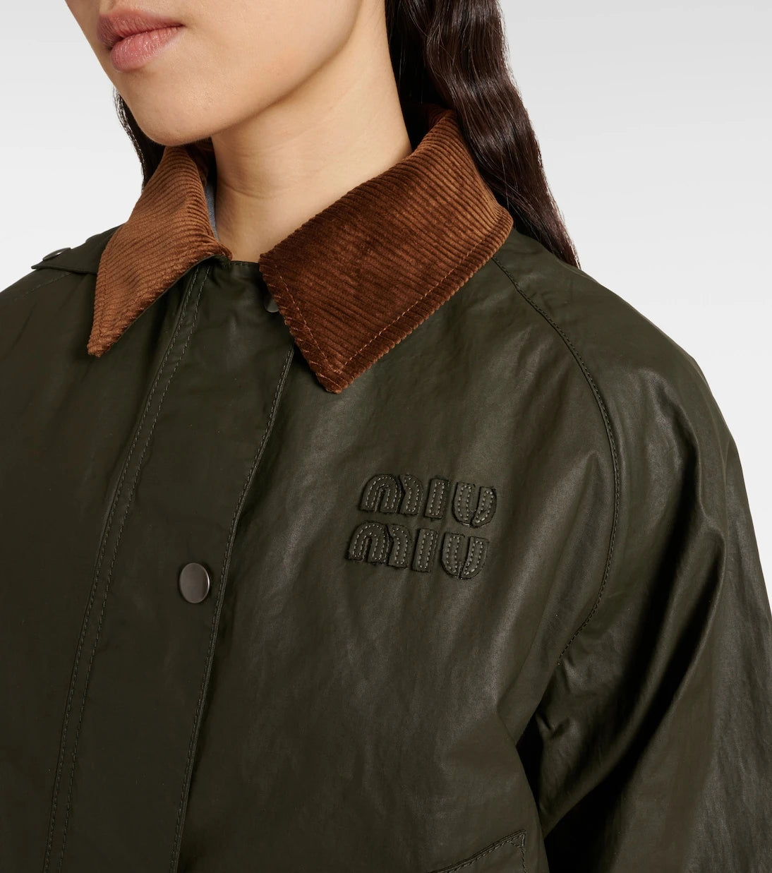 Miu Miu - Corduroy-trimmed poplin jacket