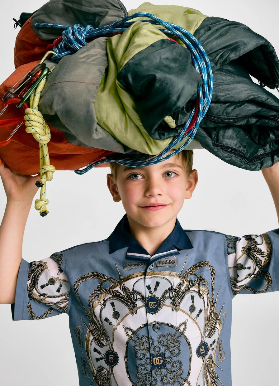 Dolce&Gabbana Kids - Printed cotton poplin shirt