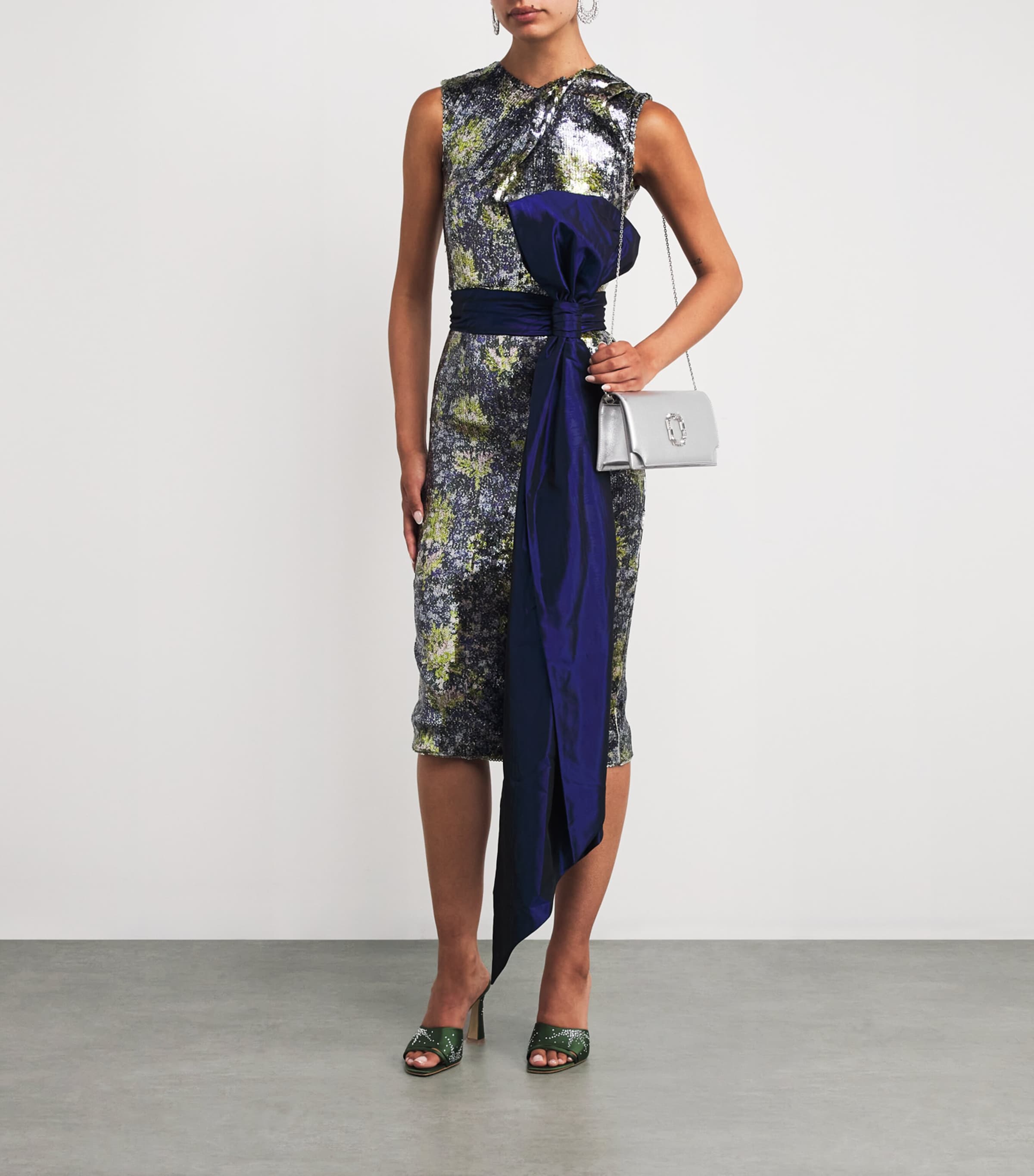 Malone Souliers Silver Leather Vivien Clutch Bag