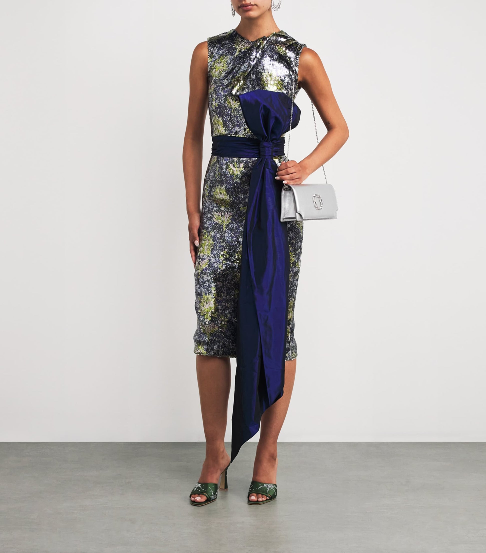 Malone Souliers Silver Leather Vivien Clutch Bag