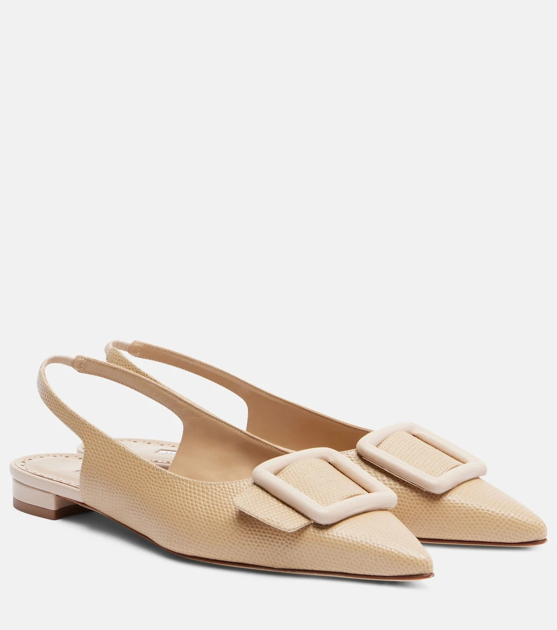 Manolo Blahnik - Maylura croc-effect leather slingback flats
