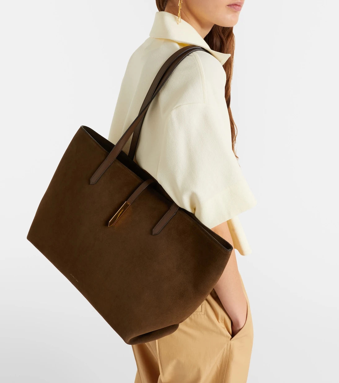 DeMellier - Tokyo leather-trimmed suede tote bag