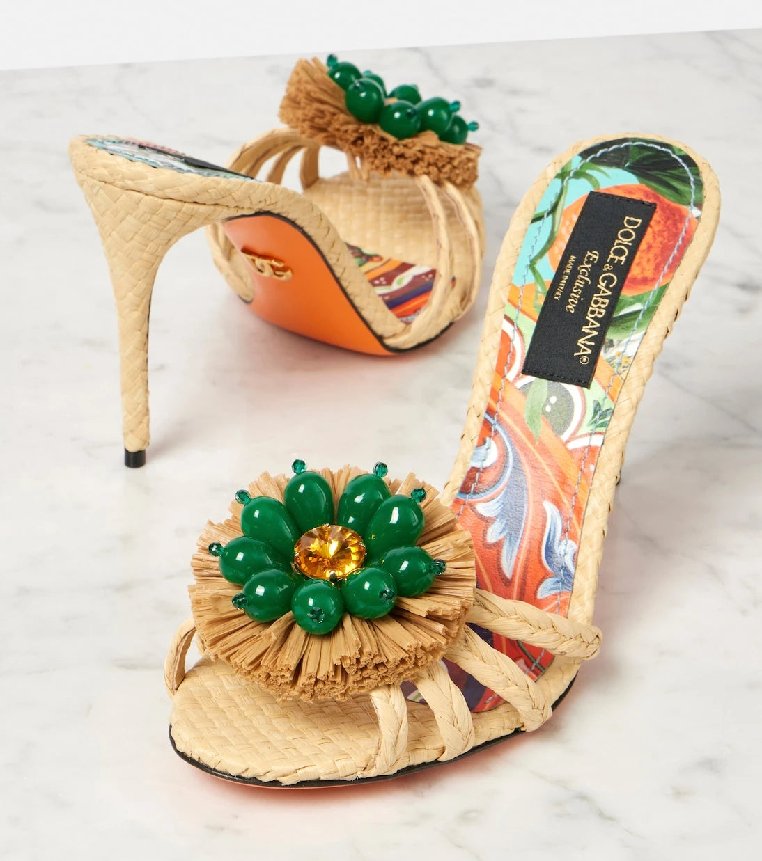 Dolce&Gabbana - Taormina 90 embellished raffia mules