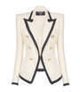 Balmain Beige Basket Weave Bordered Blazer