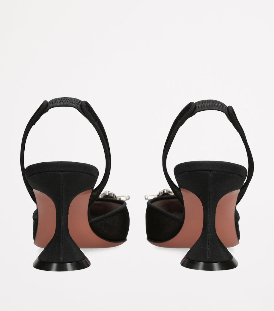 Amina Muaddi Black Mesh Begum Slingback Pumps 70