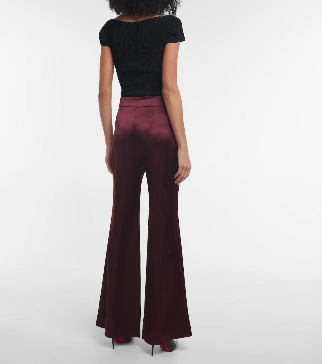 Galvan - High-rise satin flared pants