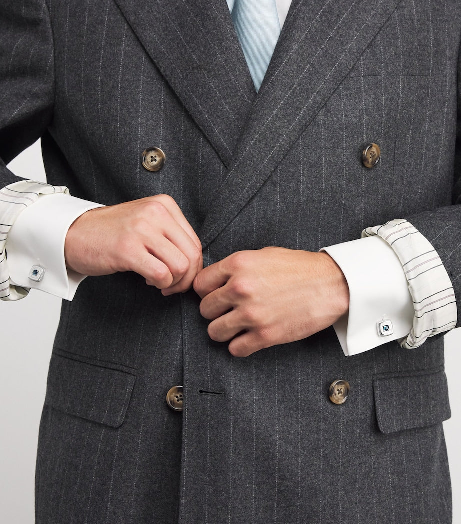 Sterling Silver and Topaz Graffiato Cufflinks