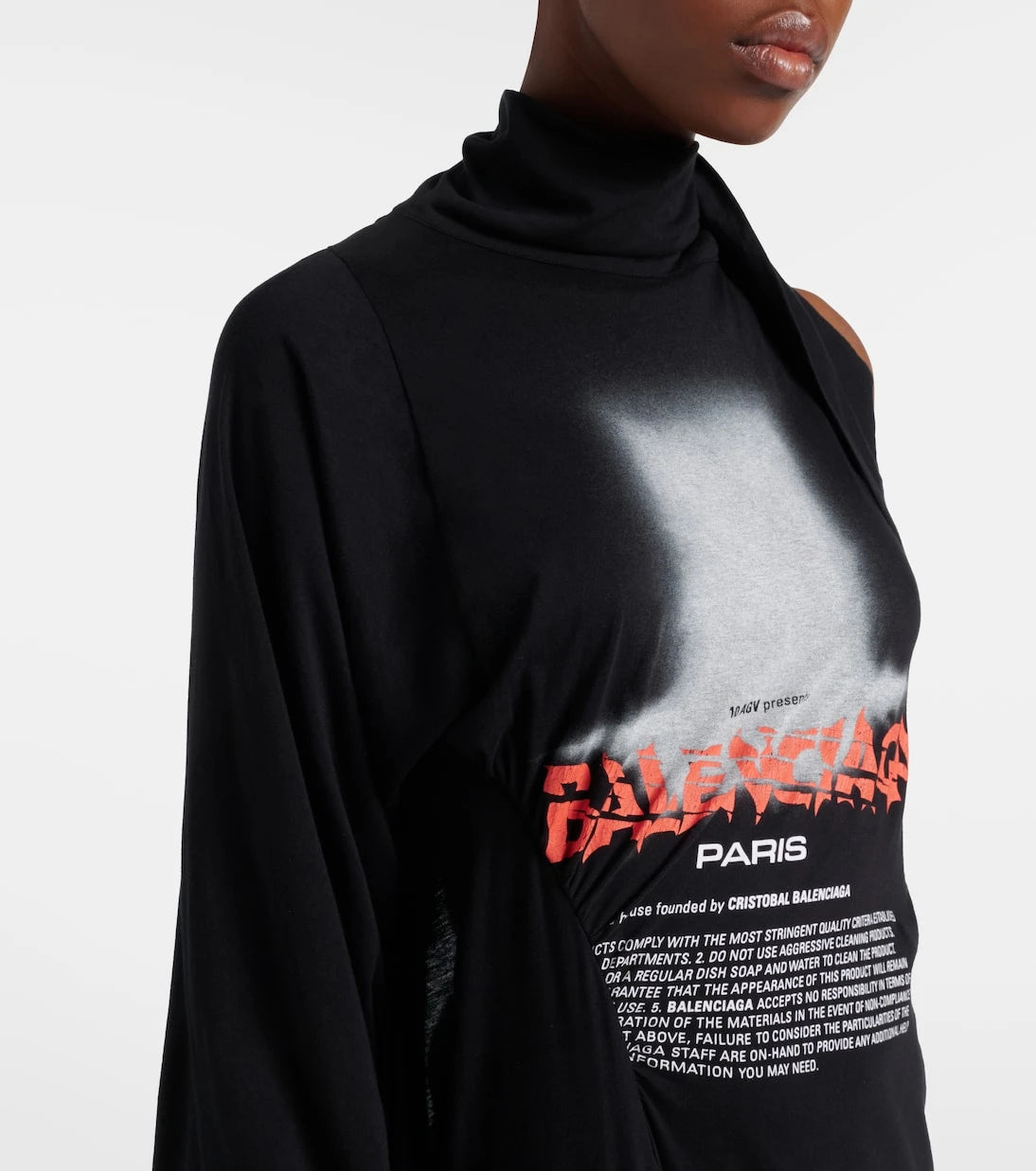 Balenciaga - Logo caped cotton jersey maxi dress