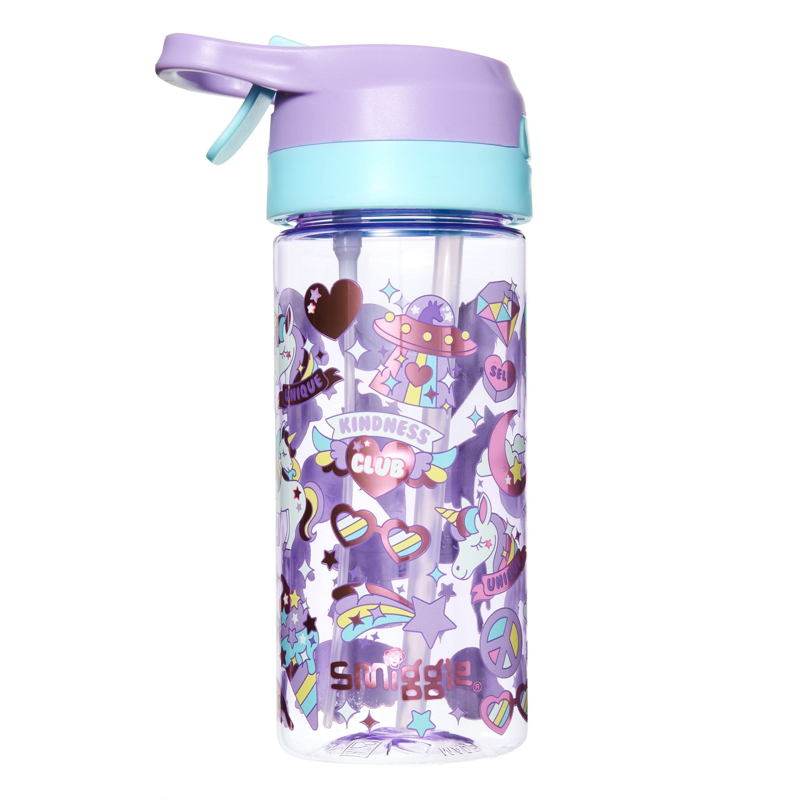 Smiggle - Hi Junior Spritz Su Püskürtmeli Pipetli 440 ml BPA İçermeyen Su Şişesi