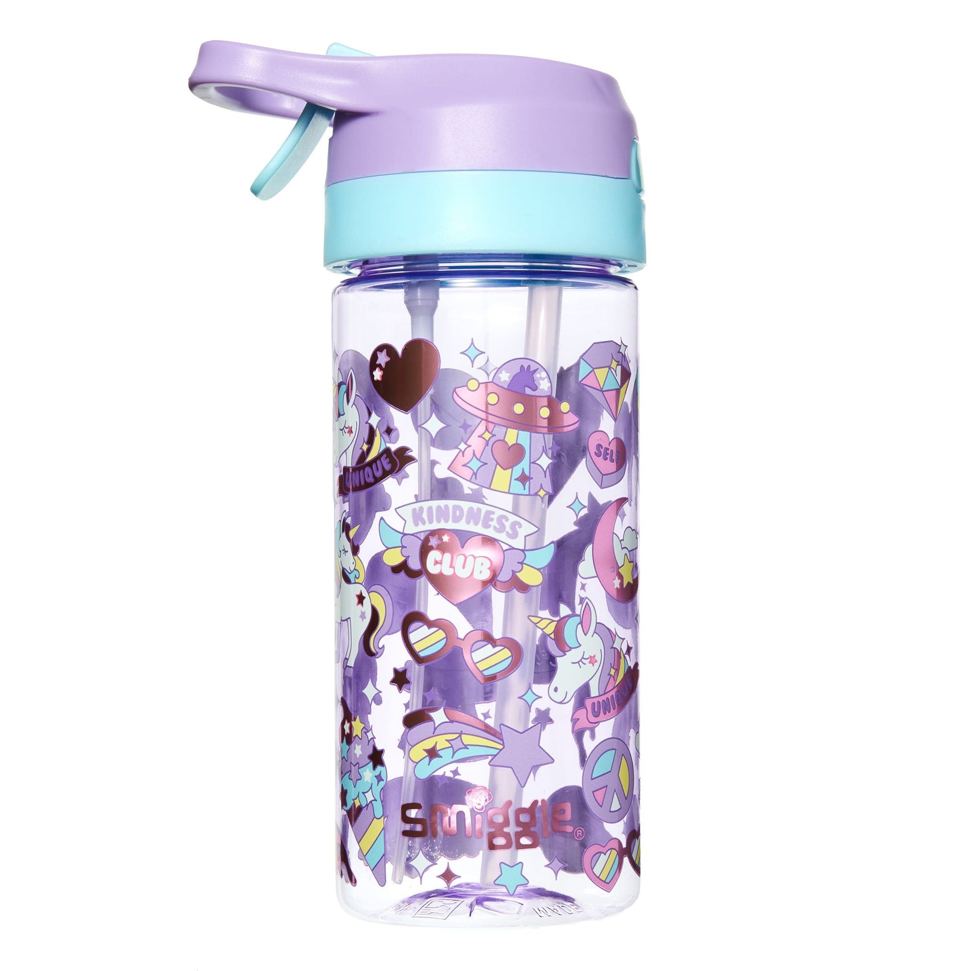 Smiggle - Hi Junior Spritz Su Püskürtmeli Pipetli 440 ml BPA İçermeyen Su Şişesi