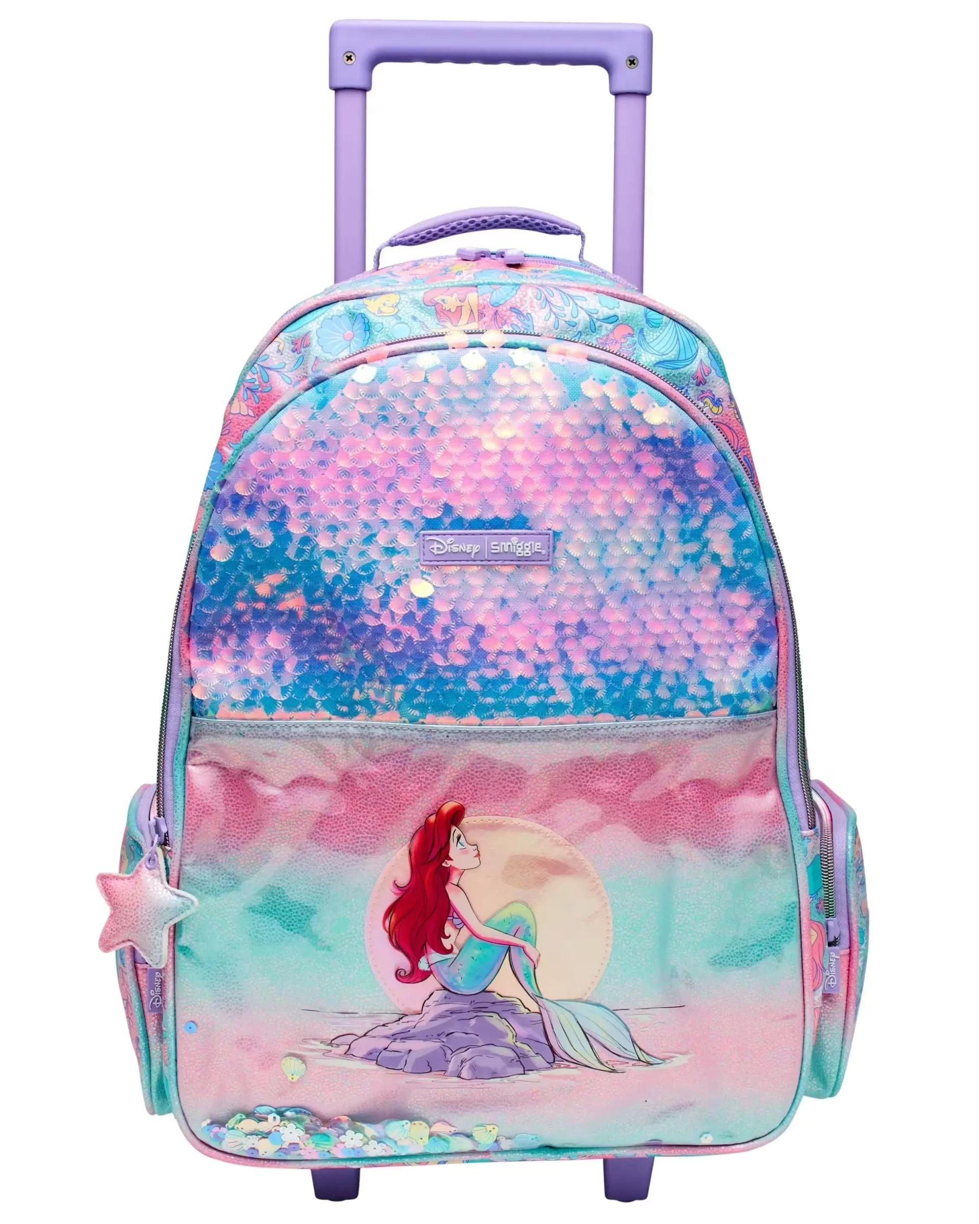 Smiggle - Disney Princess Trolley Lighted Wheeled Bag
