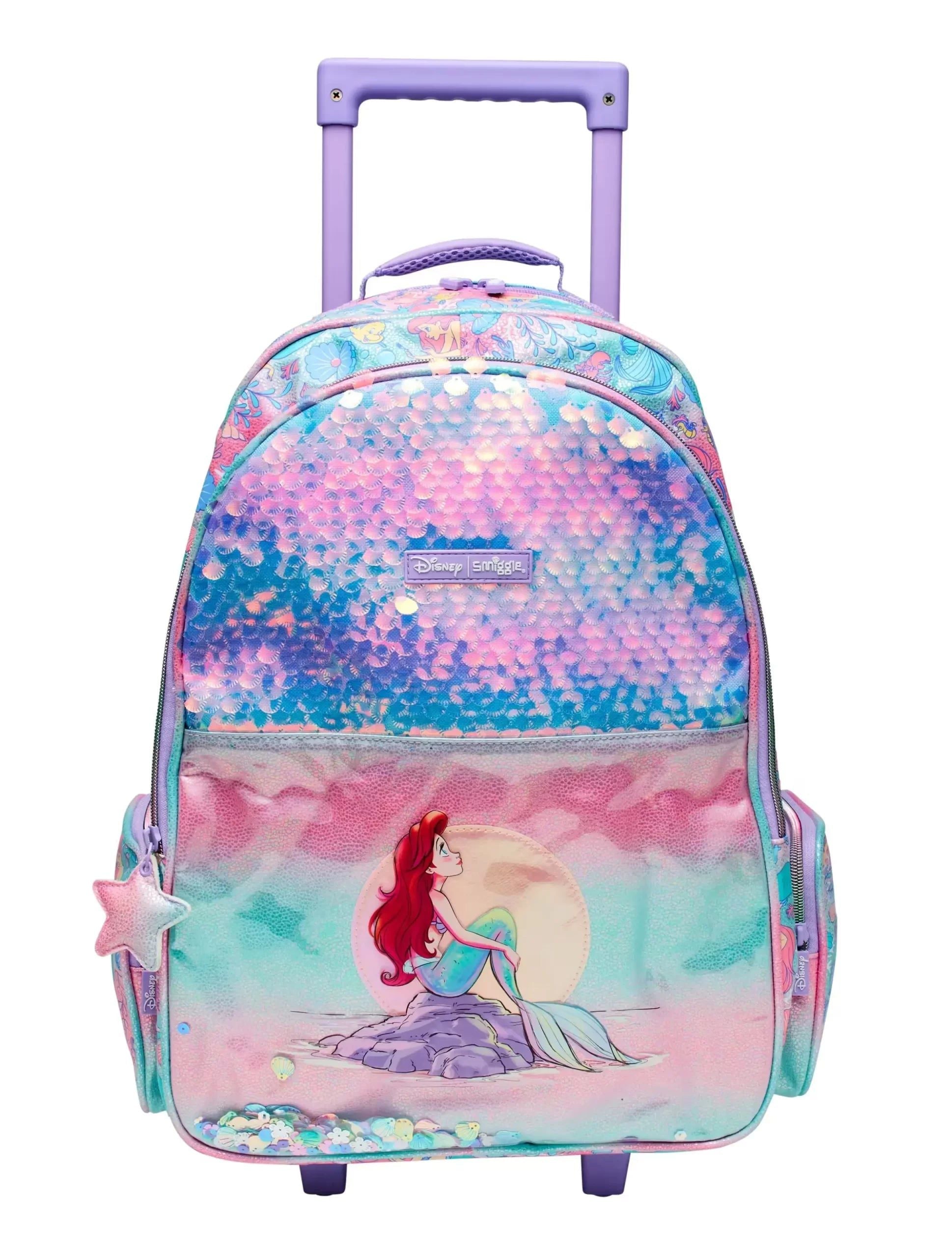 Smiggle - Disney Princess Trolley Lighted Wheeled Bag