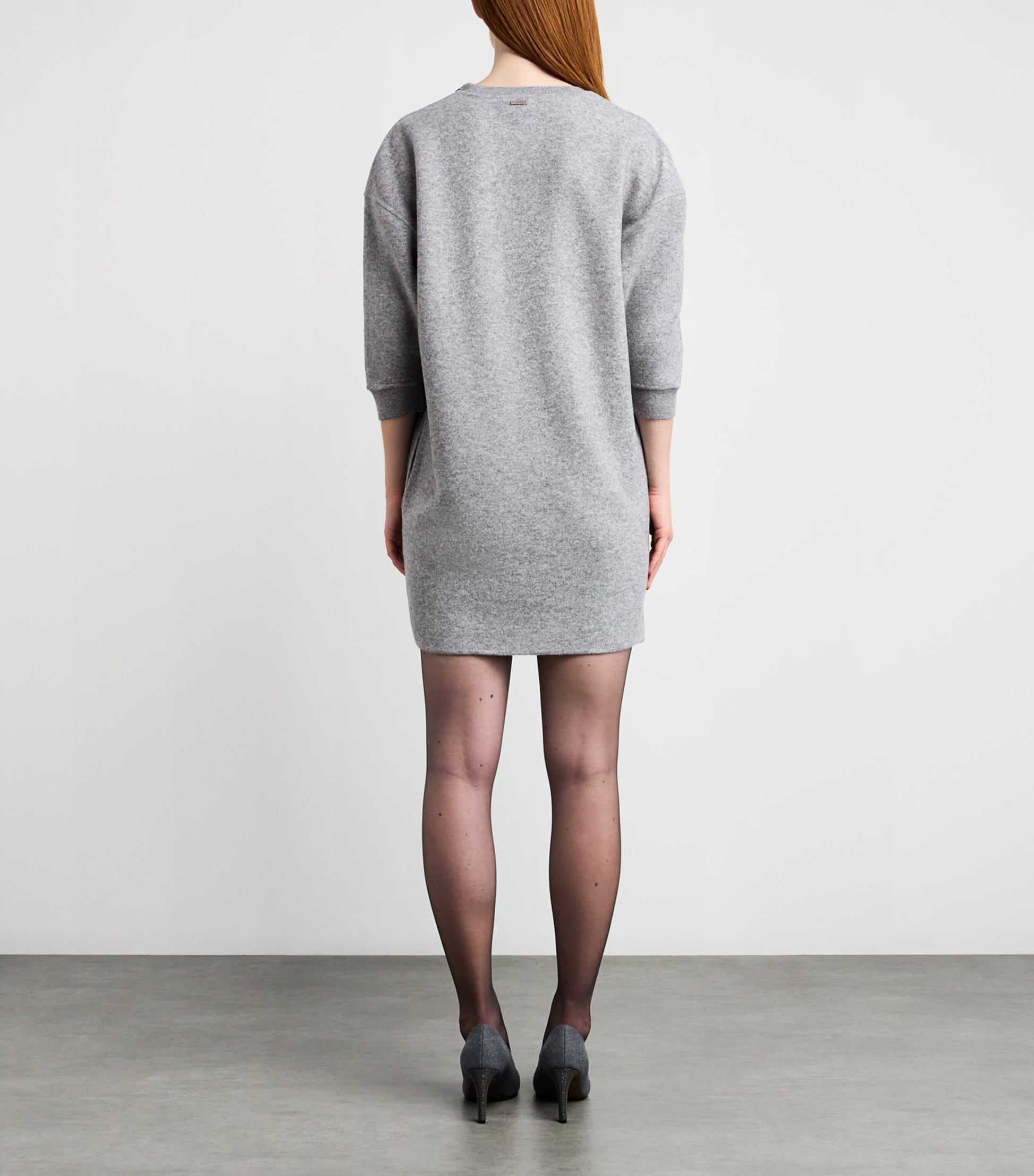 Max Mara Grey Virgin Wool-Blend Mini Dress
