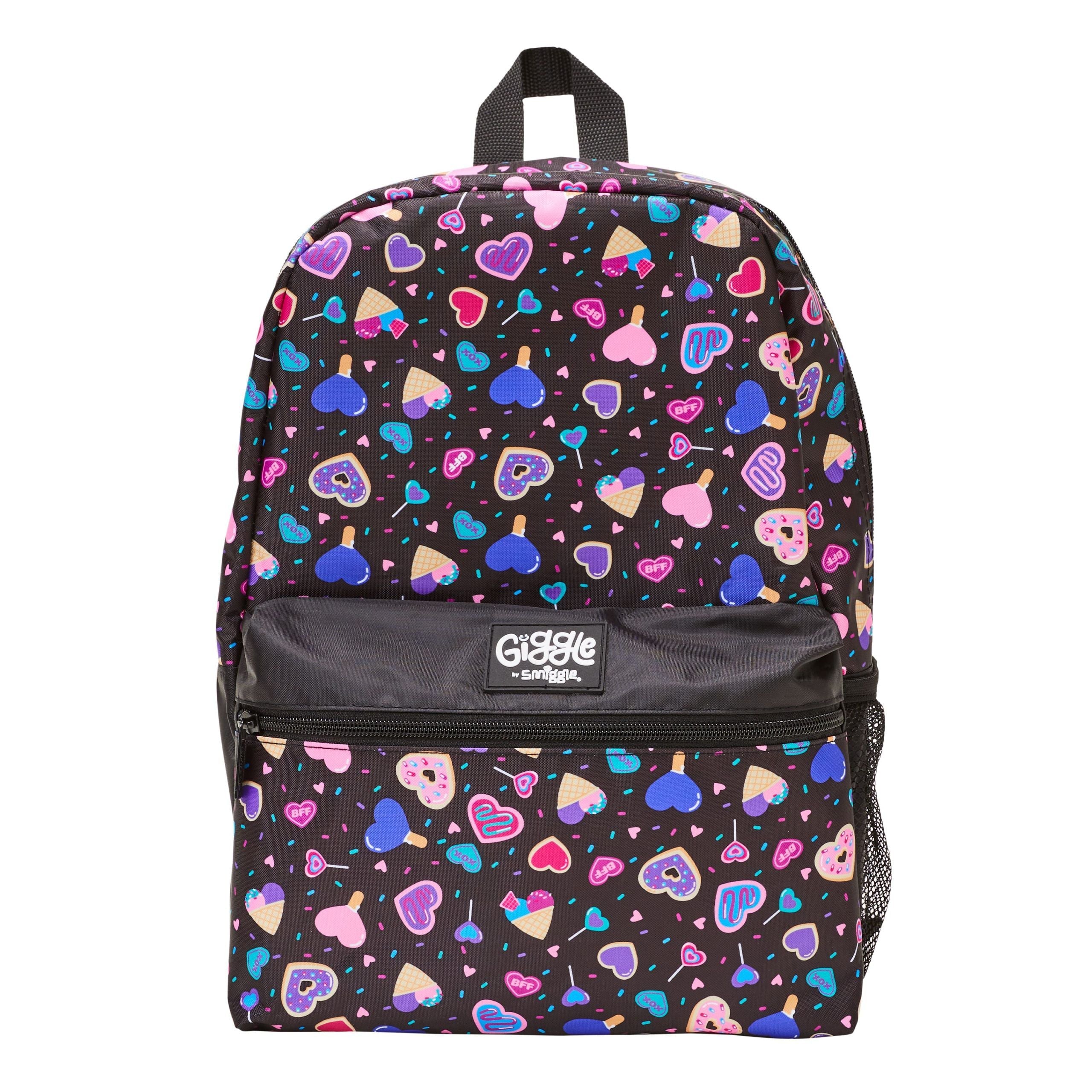 Smiggle - Giggle Serisi Pembe Kalp Siyah Sırt Çantası