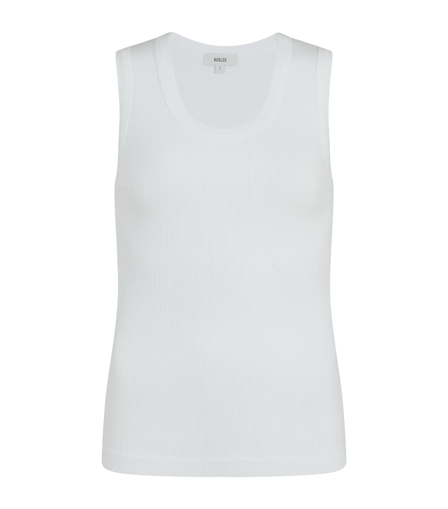 AGOLDE White Ribbed Poppy Tank Top