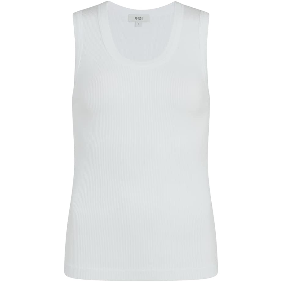 AGOLDE White Ribbed Poppy Tank Top